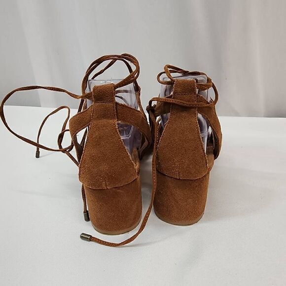 Steve Madden Size 9.5 Hydii Gladiator Suede Leather Chunky Heel In Brown N - Picture 5 of 11